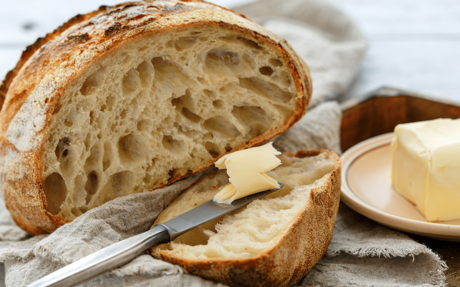 Sourdough bread with butter 
