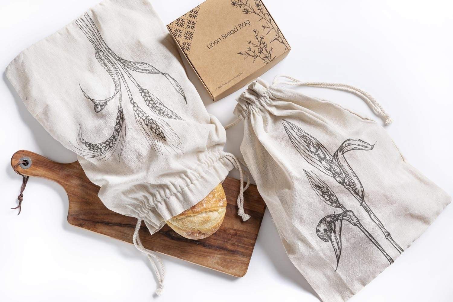 2 bread bags with craft paper gift box