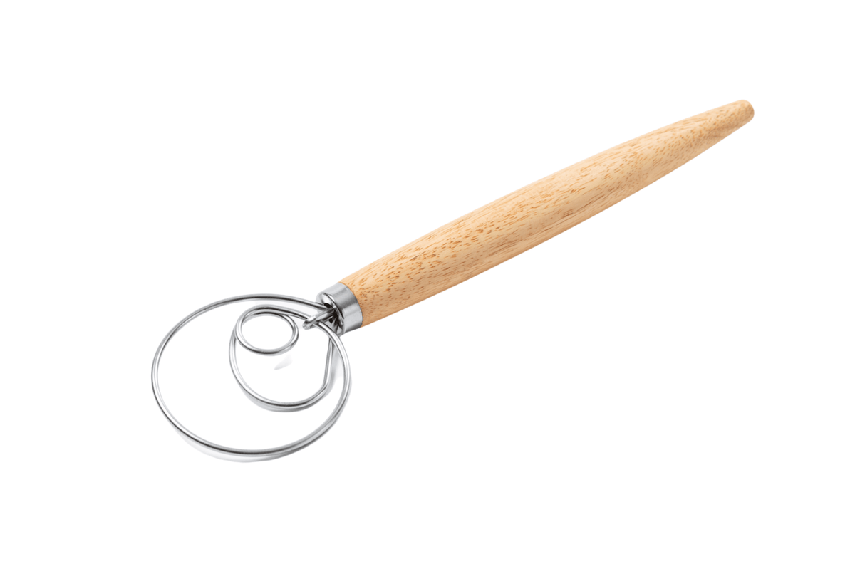 Danish Dough Whisk with Wooden Handle