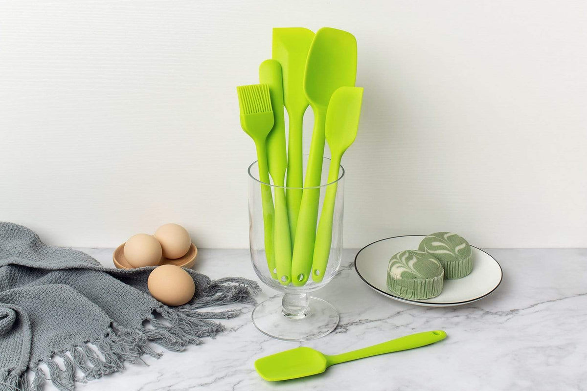 6  pieces grass green silicone spatula set