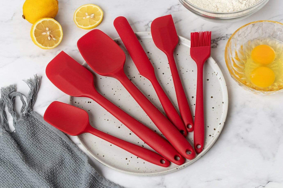 6 pieces red silicone spatula set