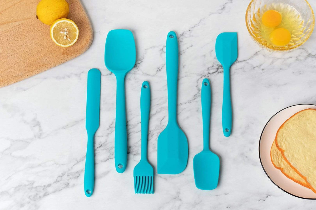 6 pieces blue silicone spatula set