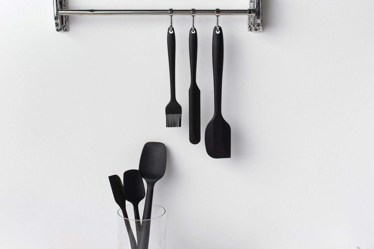 6  pieces black silicone spatula set