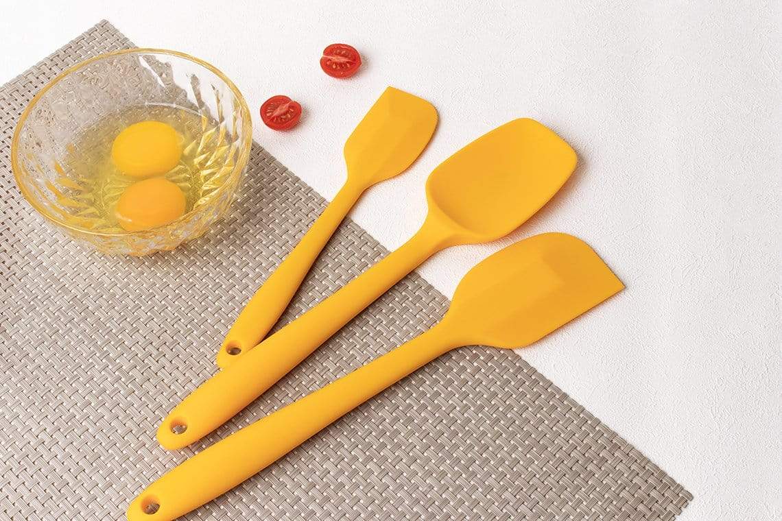 3 pieces yellow silicone spatula set