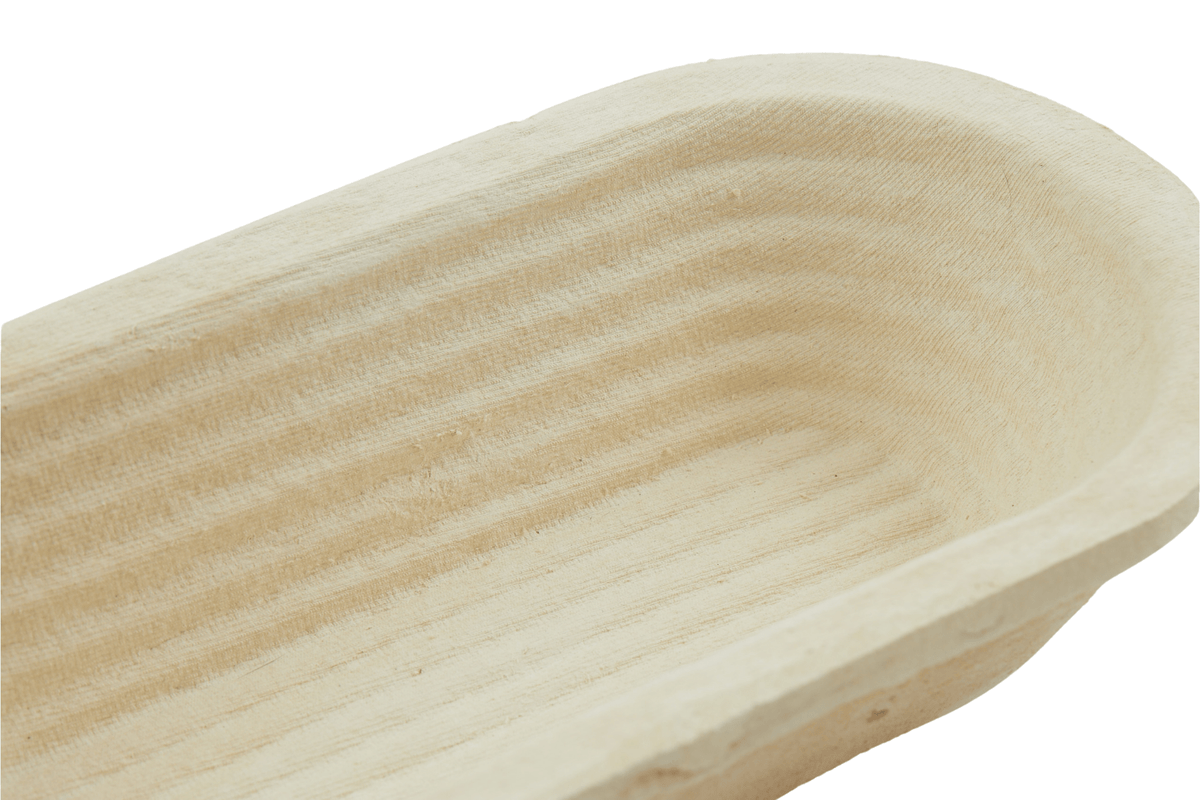 close-up oval wood pulp bread proofing basket